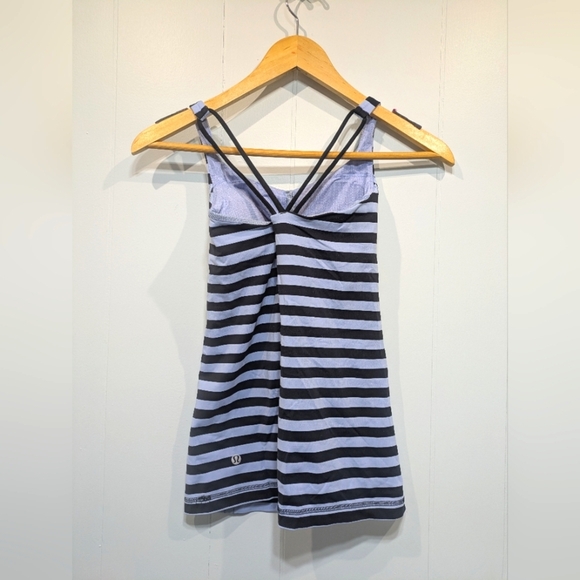Lululemon Free To Be Criss Cross Sea Stripe Polar Haze Tank Size 2 Performance - Picture 3 of 6